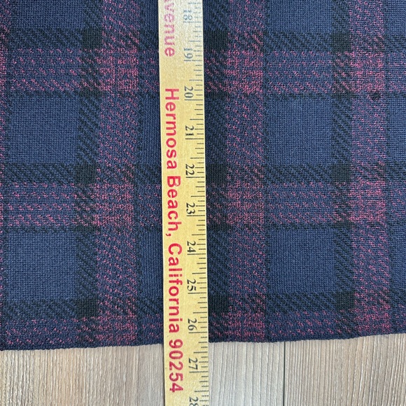 Theory Florencia Burgundy Plaid Wool Poncho Cape Turtleneck - Picture 12 of 13